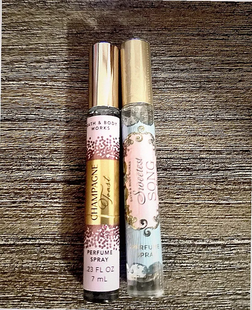 2-Pk Bath & Body Works CHAMPAGNE TOAST/SWEETEST SONG Travel Size Perfume Spray